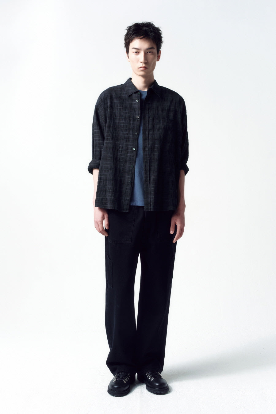 Insilence - Garment Dyed Check Shirt (Charcoal) product image 2 | TRAB K-Fashion Australia