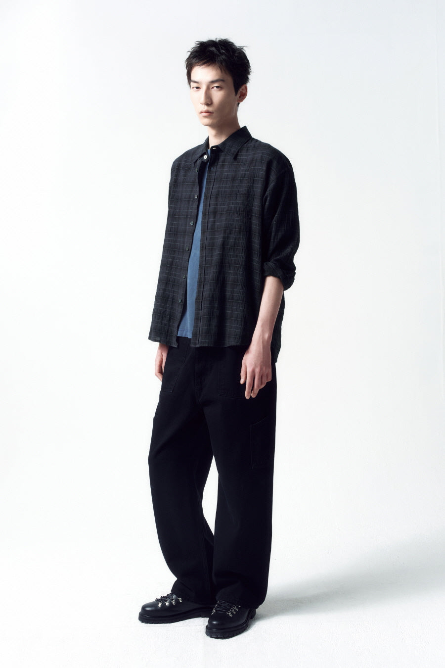 Insilence - Garment Dyed Check Shirt (Charcoal) product image 3 | TRAB K-Fashion Australia