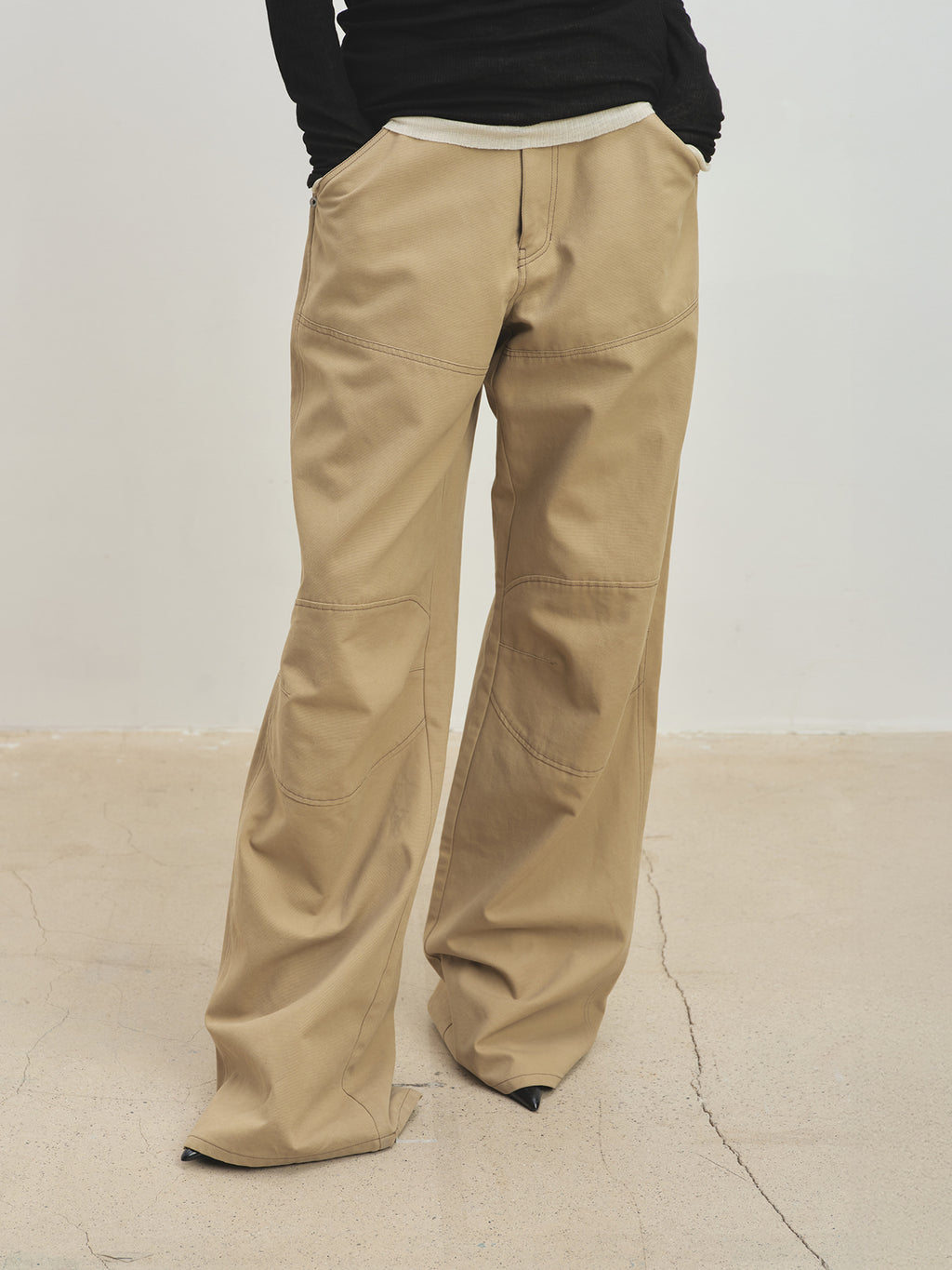 Tonywack - Wide-Leg Cotton Work Pants (Beige) product image 3 | TRAB K-Fashion Australia