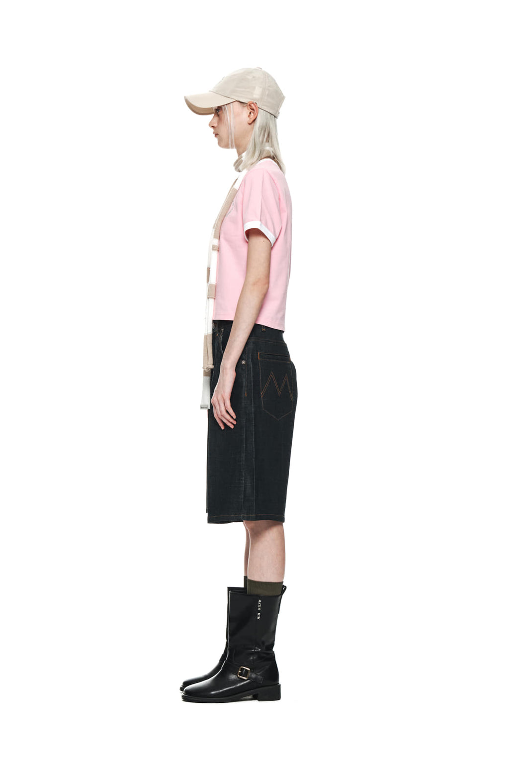 Matin Kim - Circle Logo Ringer Crop Top (Pink) product image 6 | TRAB K-Fashion Australia