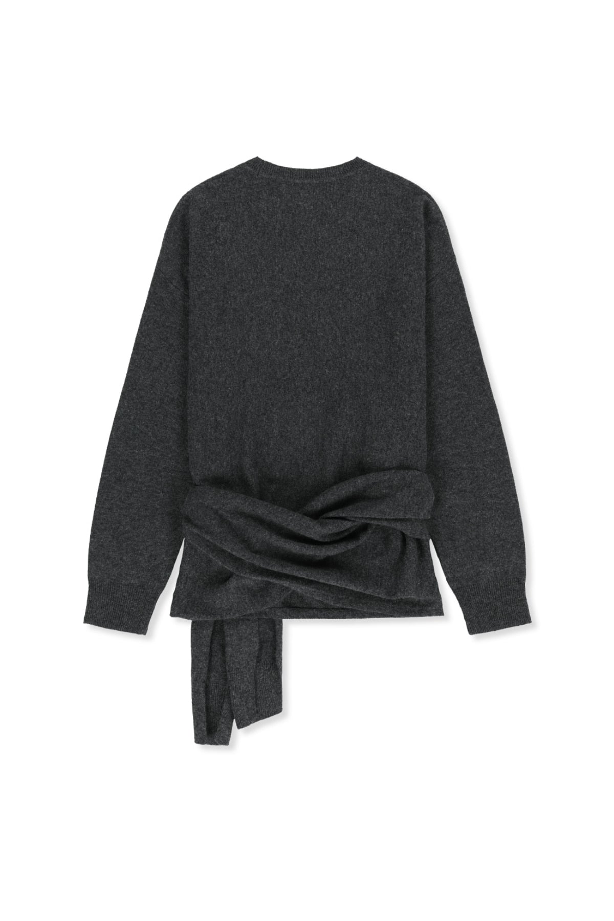 Matin Kim - Wrap Tie Knit Pullover (Charcoal) product image 2 | TRAB K-Fashion Australia
