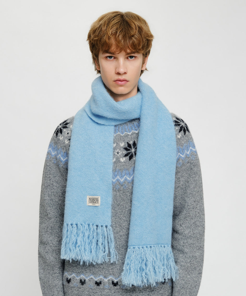 Marithe & Francois Girbaud - Classic Logo Fuzzy Knit Muffler (Light Blue) product image 5 | TRAB K-Fashion Australia