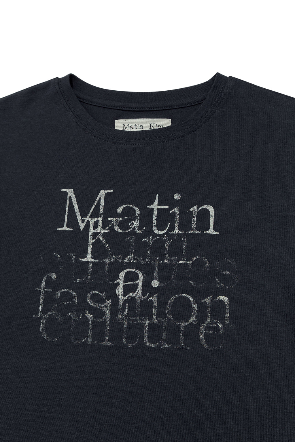 Matin Kim - Dusty Typo Graphic Crop Top (Charcoal) product image 3 | TRAB K-Fashion Australia