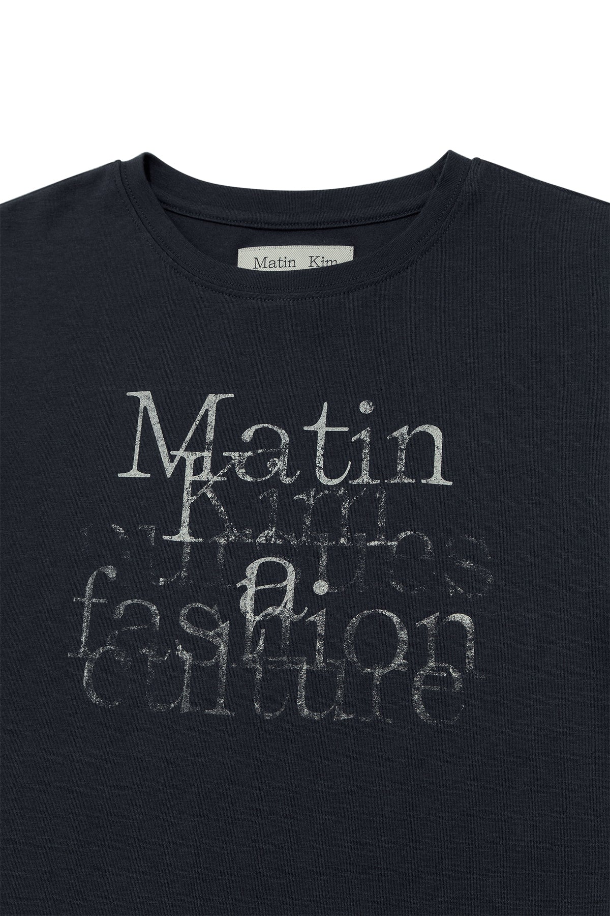 Matin Kim - Dusty Typo Graphic Crop Top (Charcoal) product image 3 | TRAB K-Fashion Australia