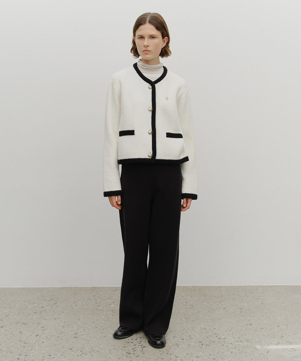 Marithe & Francois Girbaud - Boucle Knit Round Neck Cardigan (Ivory) product image 5 | TRAB K-Fashion Australia