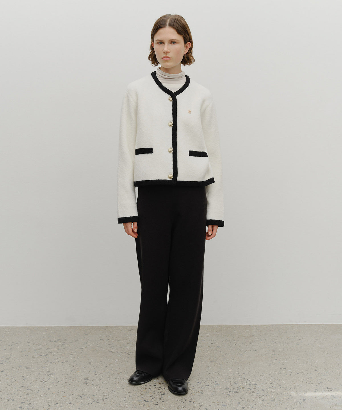 Marithe & Francois Girbaud - Boucle Knit Round Neck Cardigan (Ivory) product image 5 | TRAB K-Fashion Australia