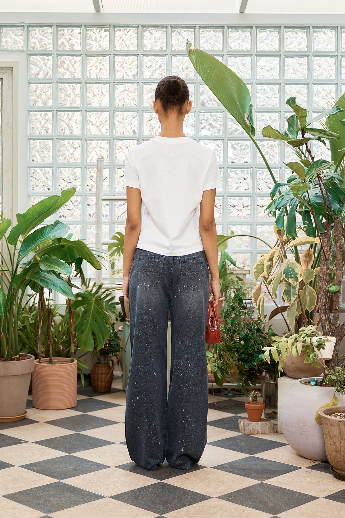 Matin Kim - Back Line Point Soft Shiny Denim Pants (Navy) product image 9 | TRAB K-Fashion Australia