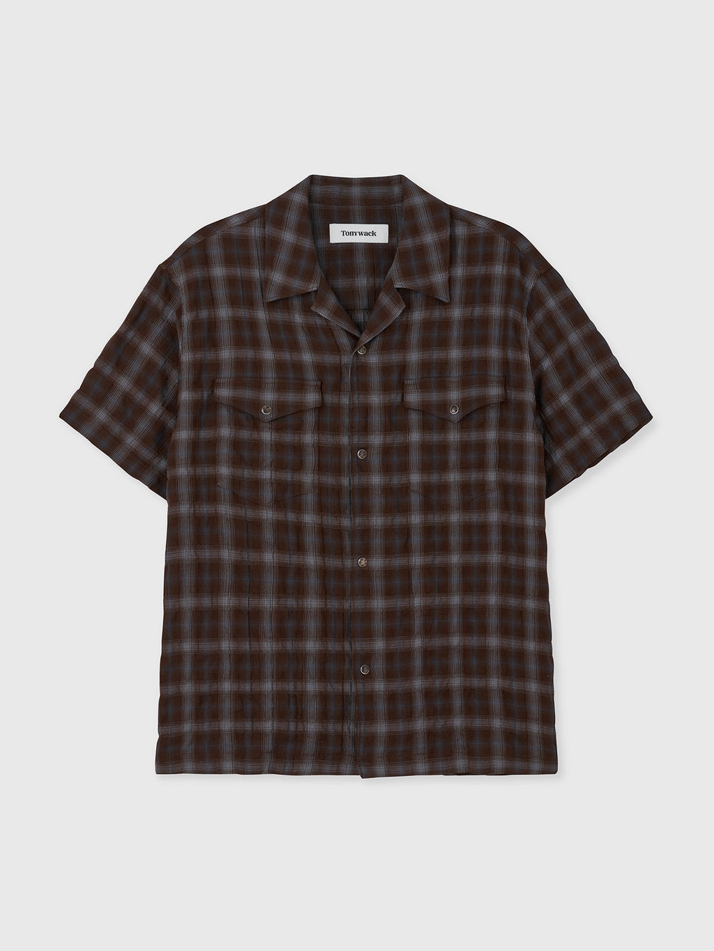 Tonywack - Checked Cotton Rayon Shirt (Umber/Slate Blue) product image 10 | TRAB K-Fashion Australia