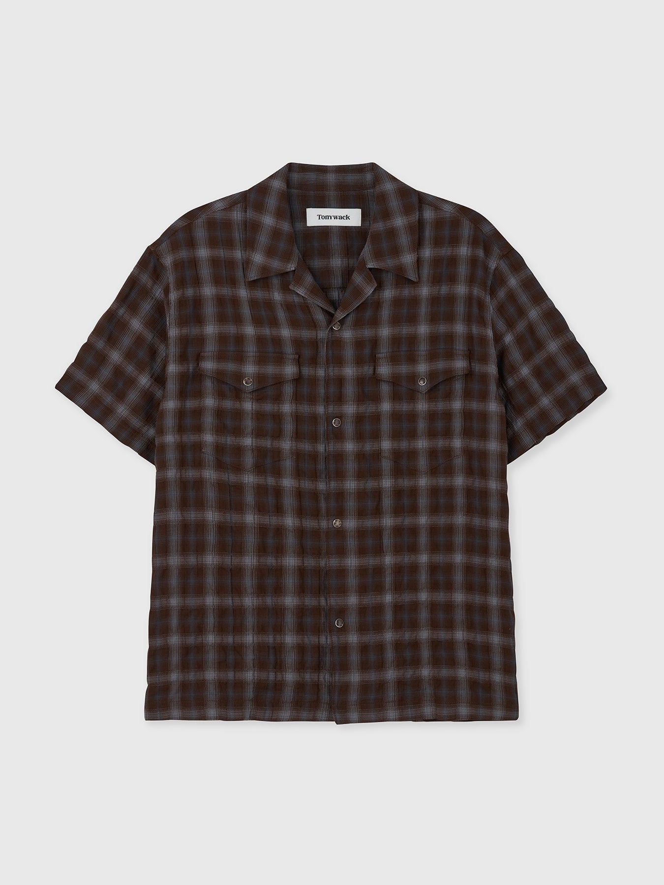 Tonywack - Checked Cotton Rayon Shirt (Umber/Slate Blue) product image 10 | TRAB K-Fashion Australia