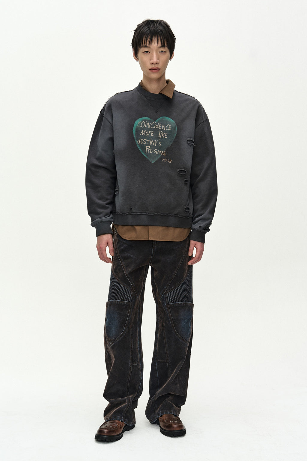 Andersson Bell - Unisex Rodeo Biker Wide-Leg Jeans (brown/blue) (Brown/Blue) product image 10 | TRAB K-Fashion Australia