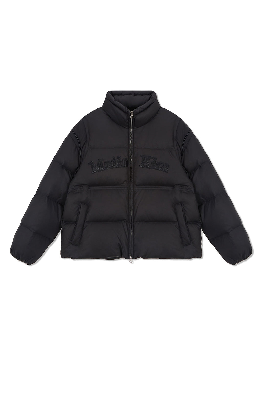 Matin Kim - Logo Applique Glossy Down Jumper (Charcoal) product image 2 | TRAB K-Fashion Australia