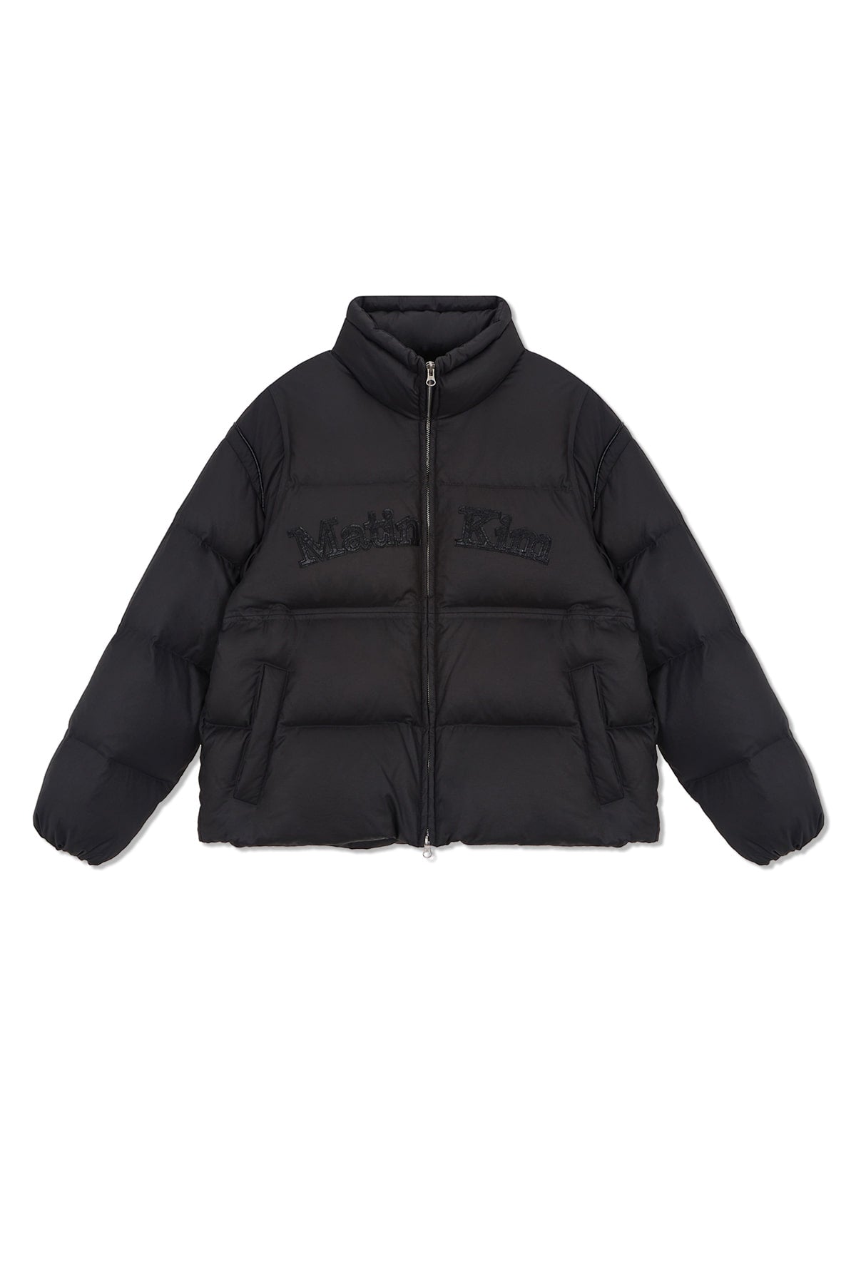 Matin Kim - Logo Applique Glossy Down Jumper (Charcoal) product image 2 | TRAB K-Fashion Australia