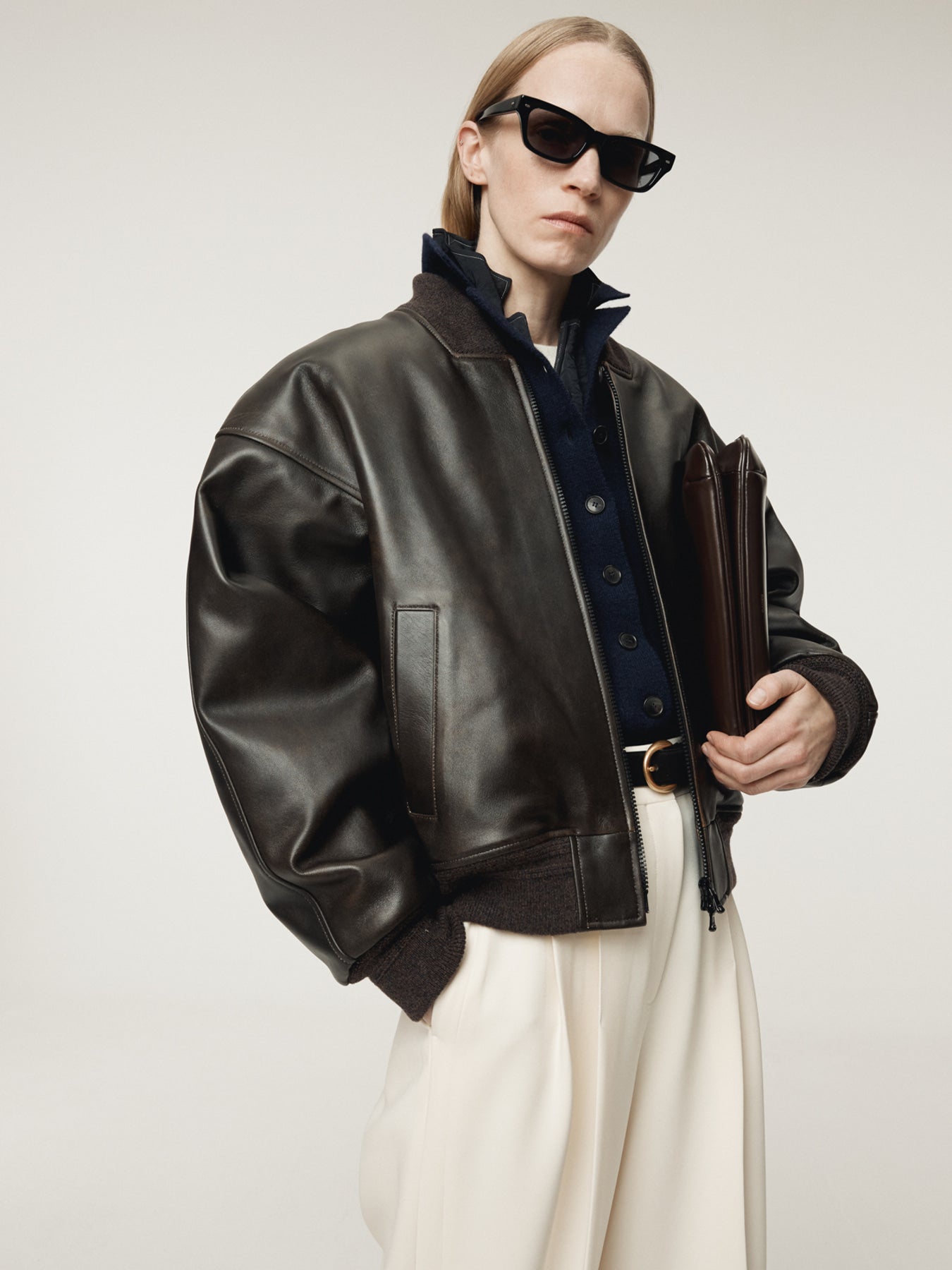 Recto - Vintage Effect Leather Bomber (Vintage Brown) product image 7 | TRAB K-Fashion Australia