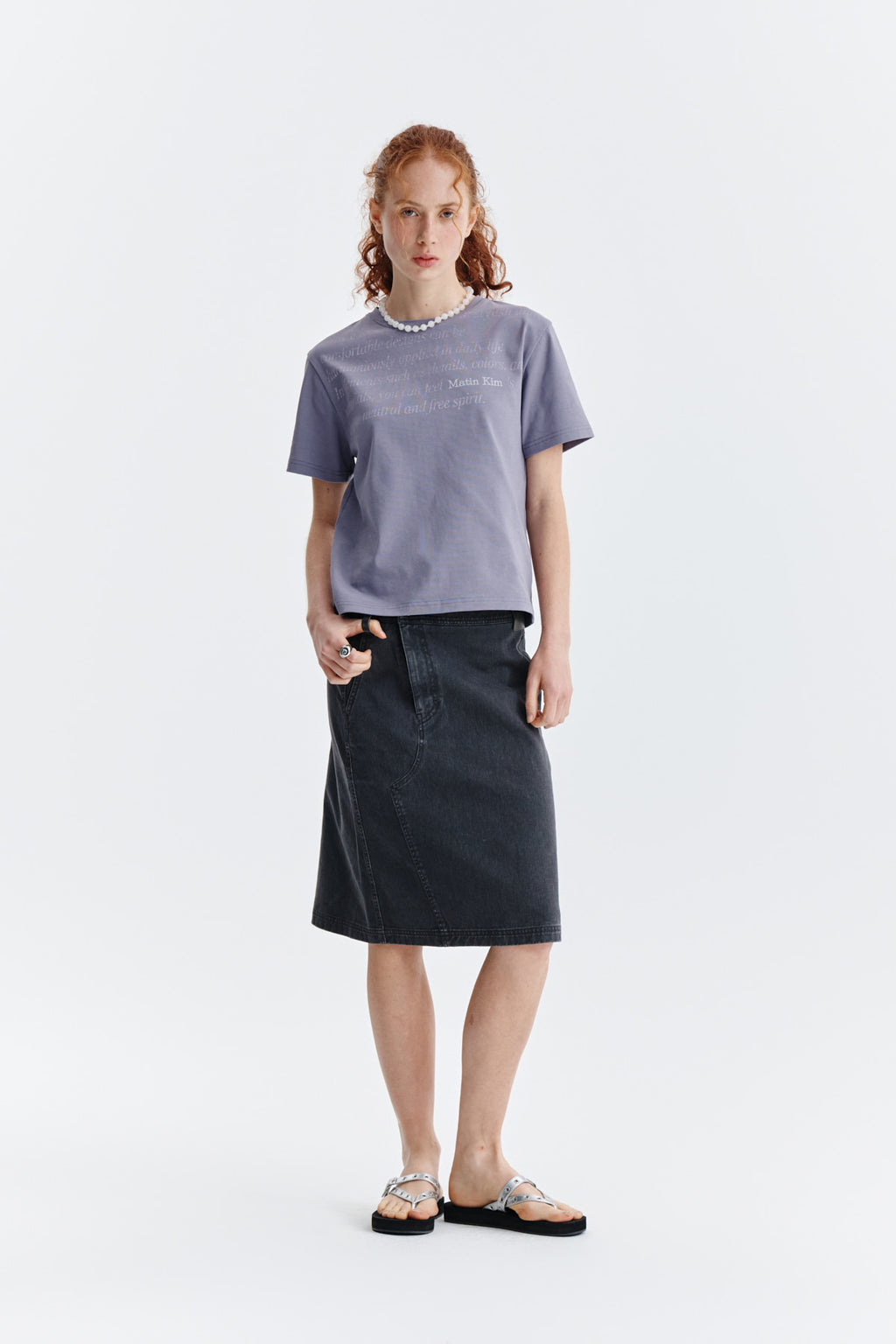 Matin Kim - Logo Point Lettering Graphic Top (Purple) product image 7 | TRAB K-Fashion Australia