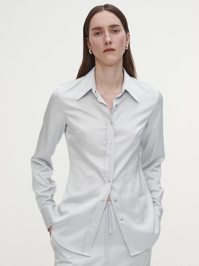 Tonywack - Satin Regular-Fit Shirt (Silver) product image 5 | TRAB K-Fashion Australia