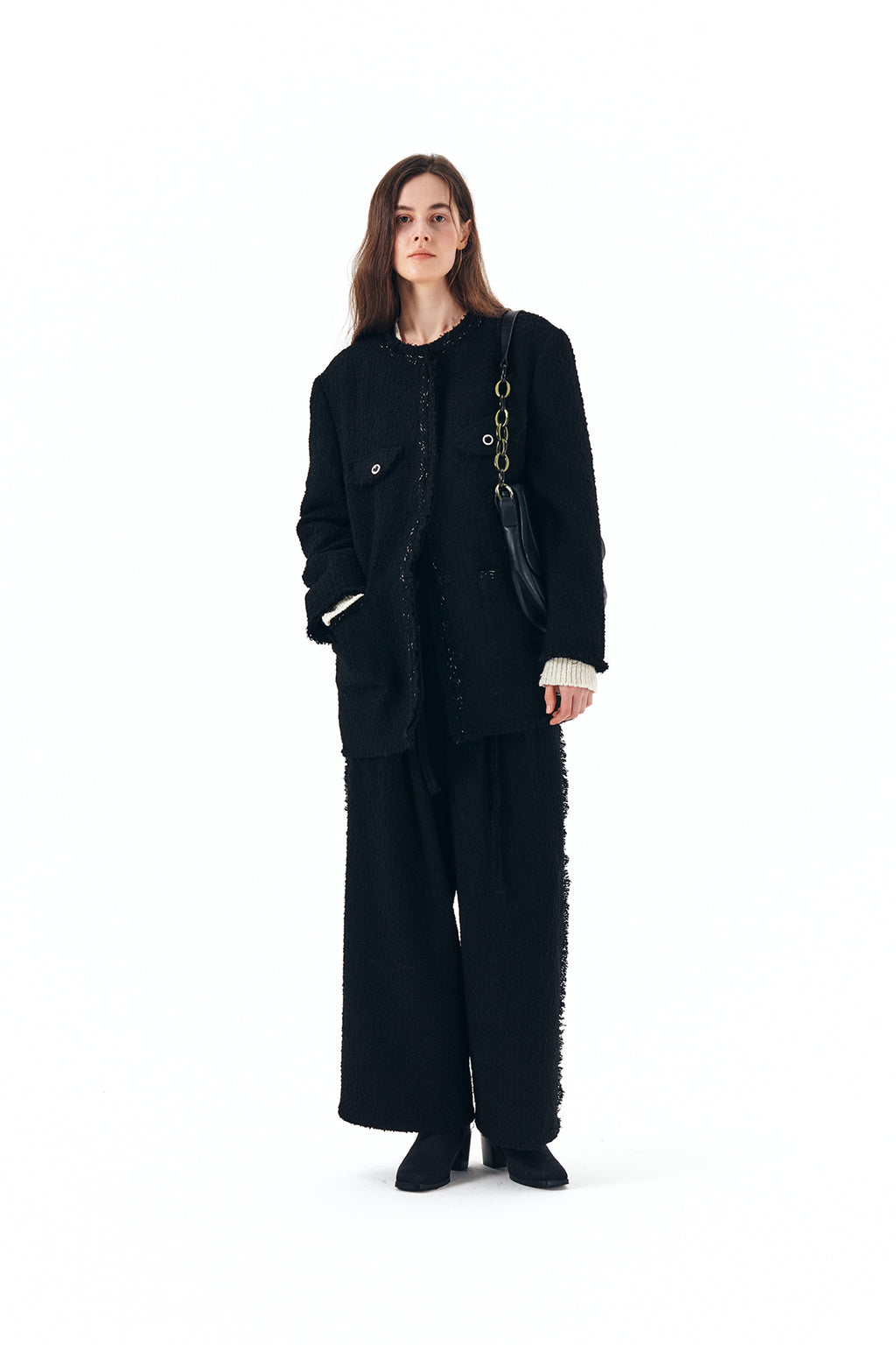Matin Kim - Tweed String Wide Trouser (Black) product image 8 | TRAB K-Fashion Australia