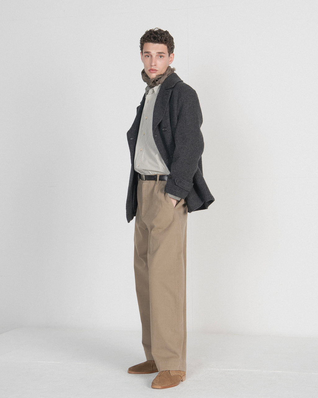Brownyard - Boiled Wool Pea Coat (Charcoal) product image 2 | TRAB K-Fashion Australia