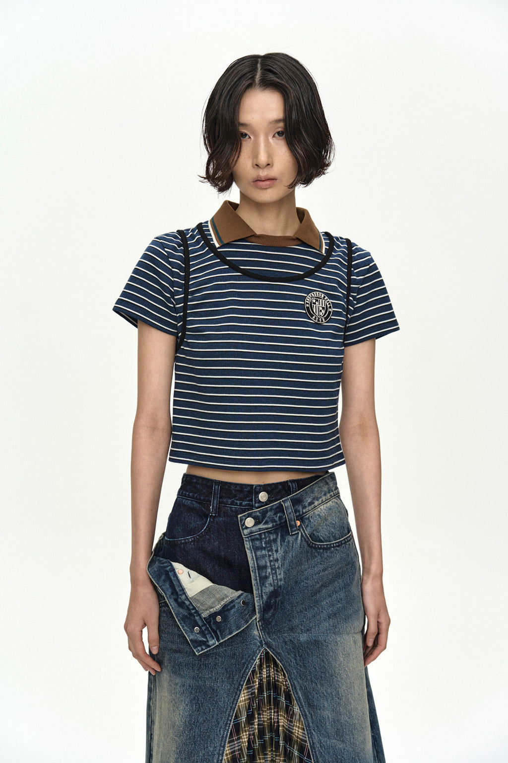 Andersson Bell - Pleats Combo Flipped Denim Skirt (Blue) product image 9 | TRAB K-Fashion Australia