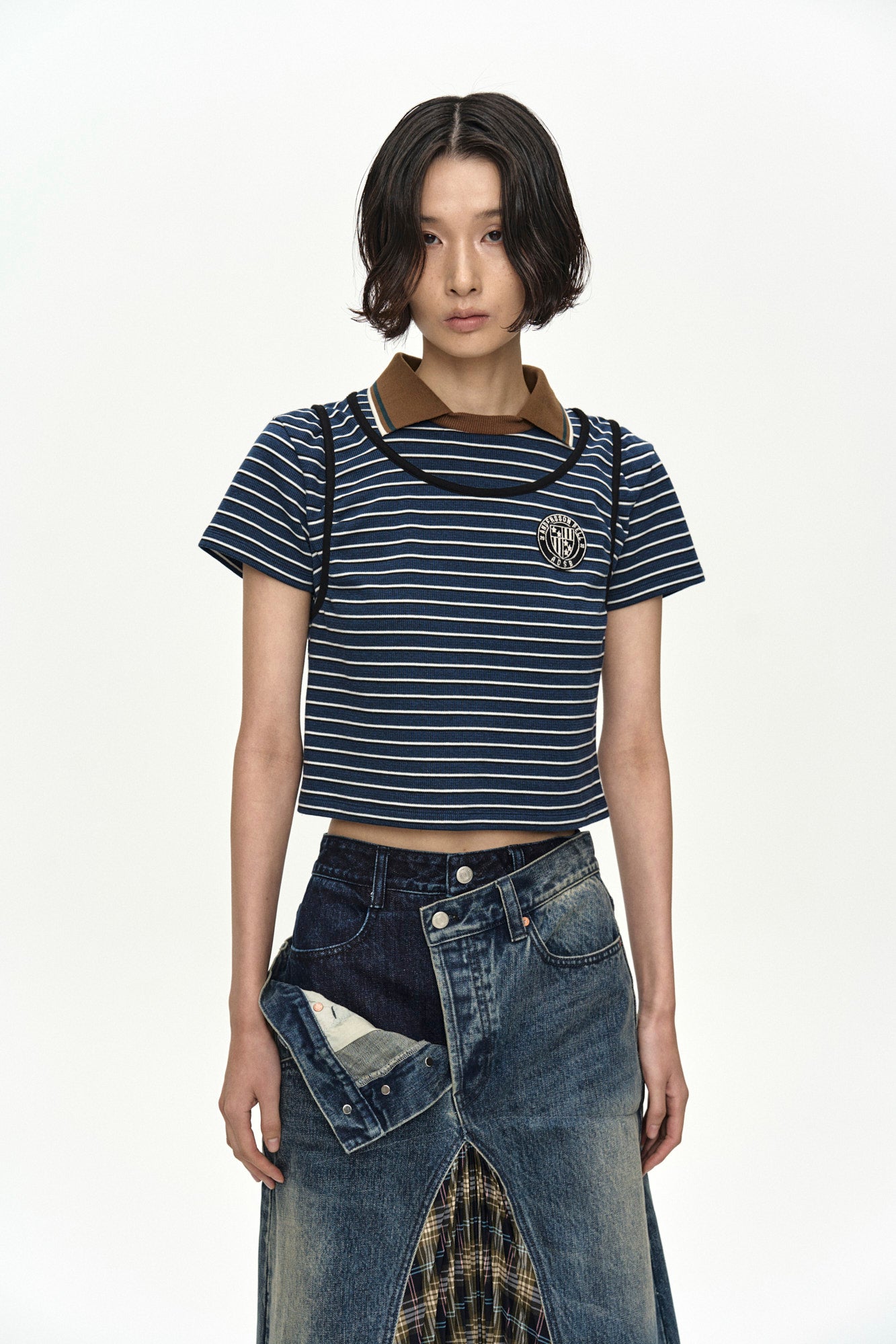 Andersson Bell - Pleats Combo Flipped Denim Skirt (Blue) product image 9 | TRAB K-Fashion Australia