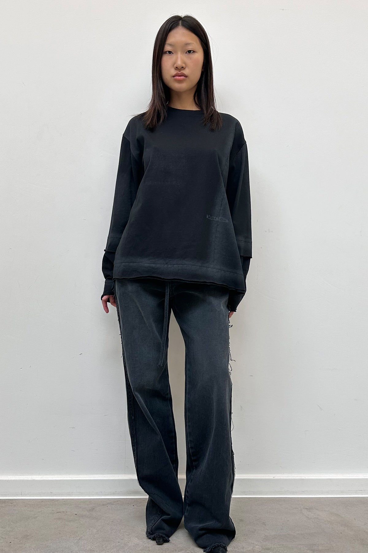 Matin Kim - Frottage Printing Long Sleeve Top (Black) product image 8 | TRAB K-Fashion Australia