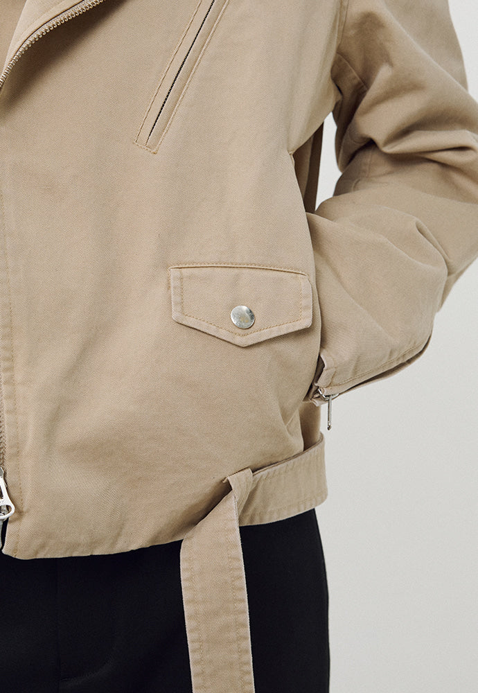 Tonywack - Garment-Washed Cotton Gabardine Biker Jacket (Faded Beige) product image 7 | TRAB K-Fashion Australia