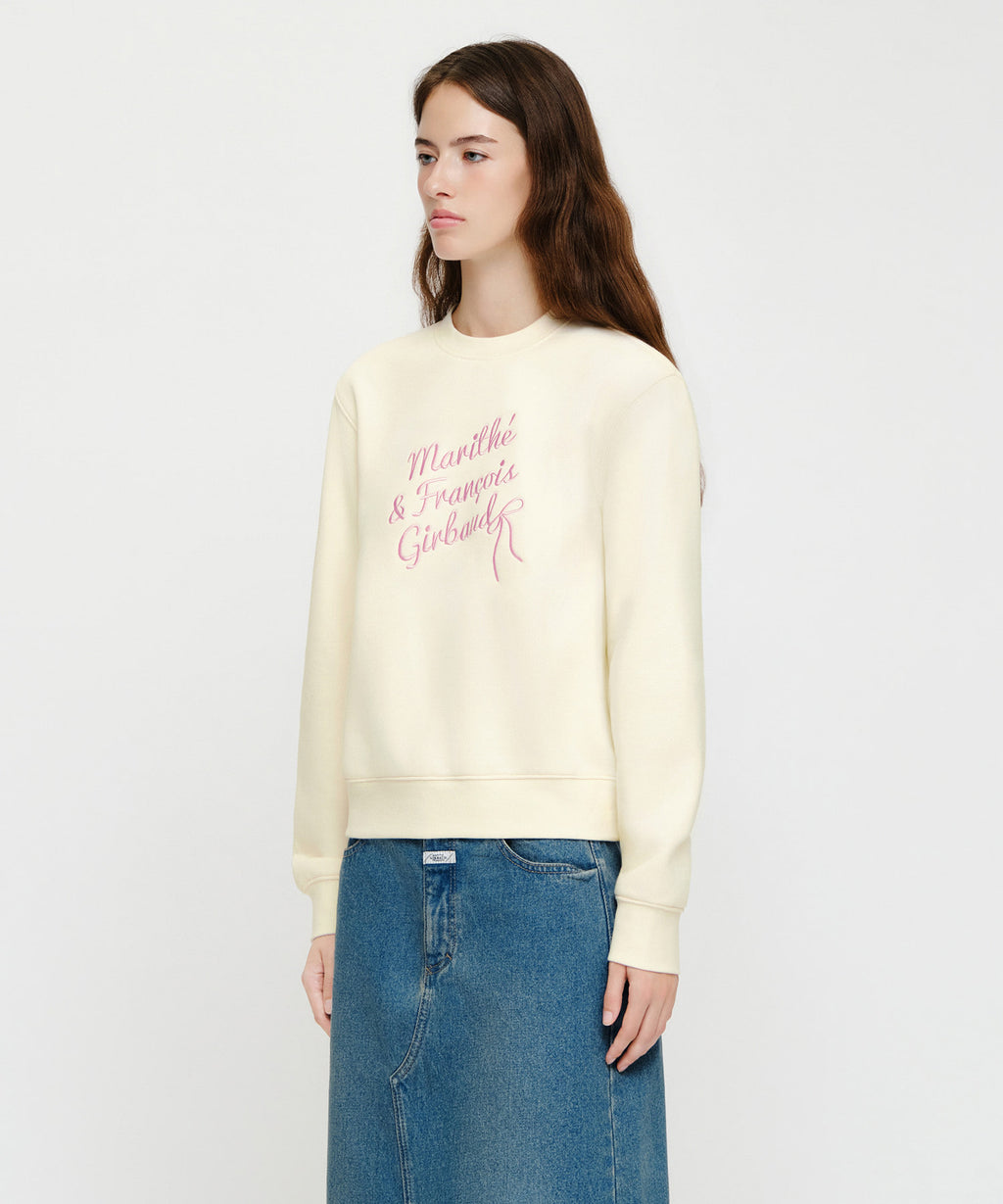 Marithe & Francois Girbaud - Ribbon Graphic Sweatshirt (brushed) (Ivory) product image 2 | TRAB K-Fashion Australia