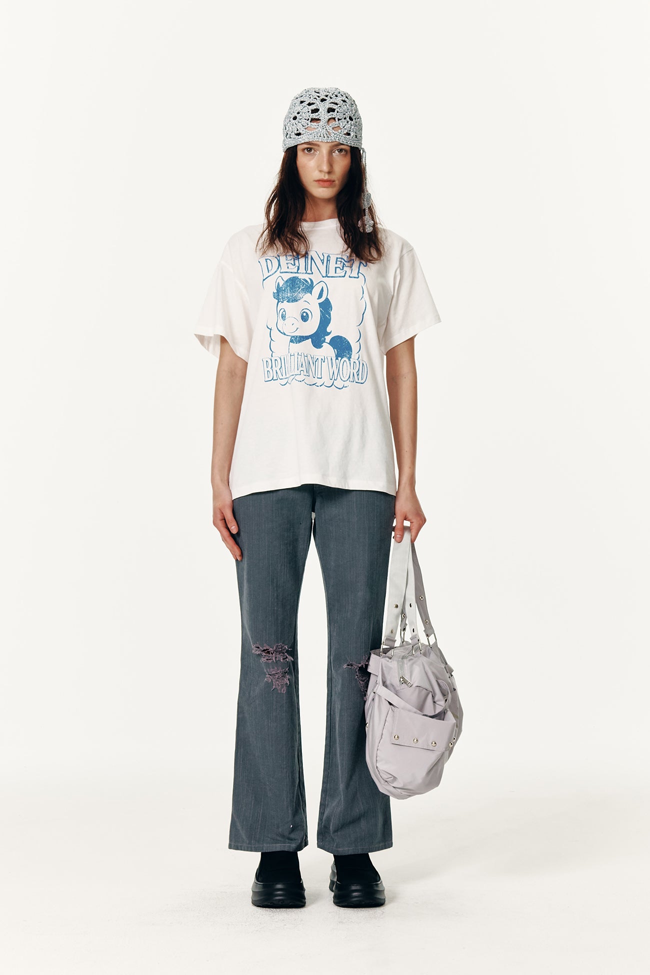 Deinet - Stud Line Damege Boots Cut Denim (Grey) product image 3 | TRAB K-Fashion Australia