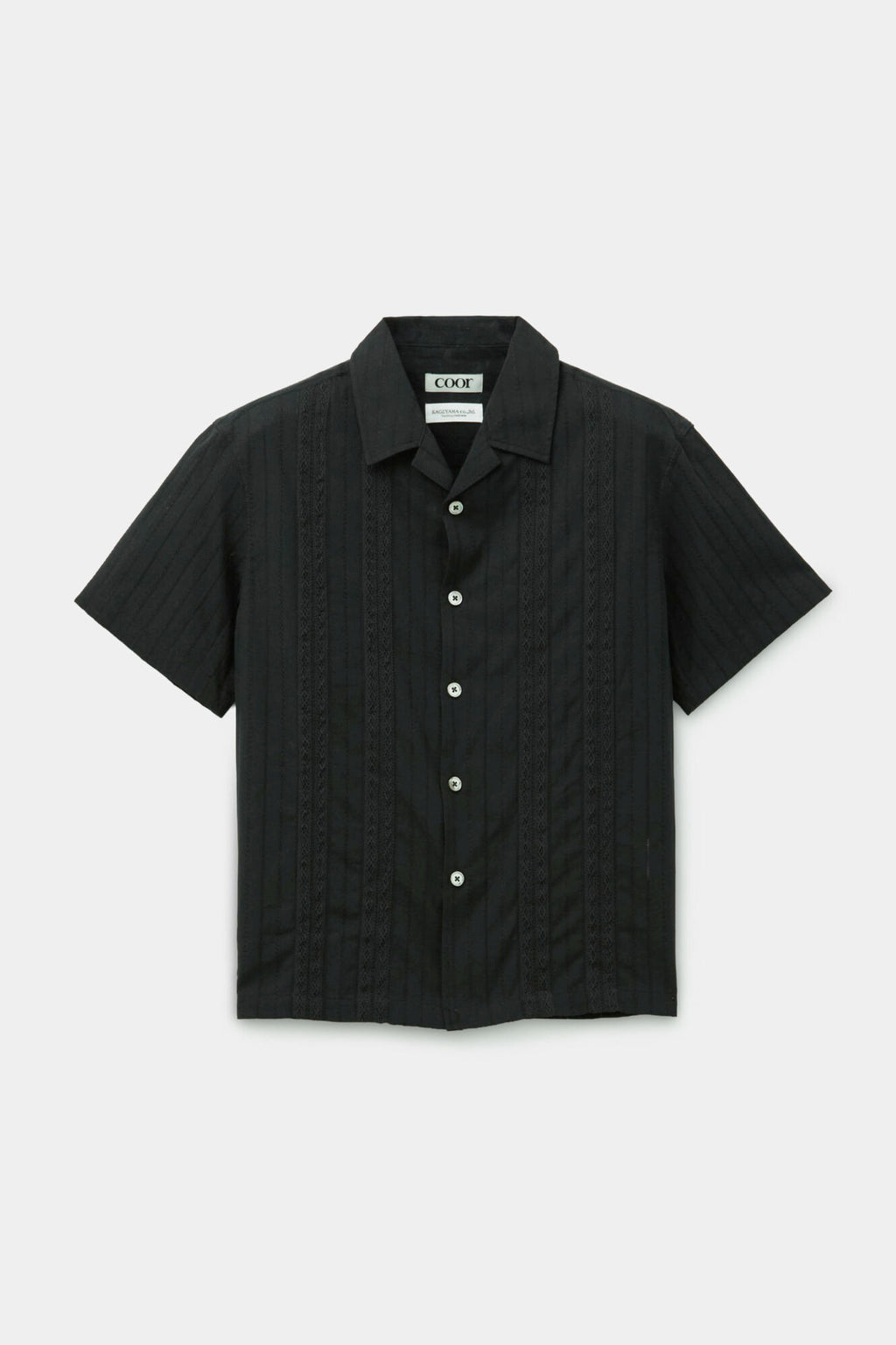 Coor - Guayabera Tape Half Shirt (Black) product image 1 | TRAB K-Fashion Australia