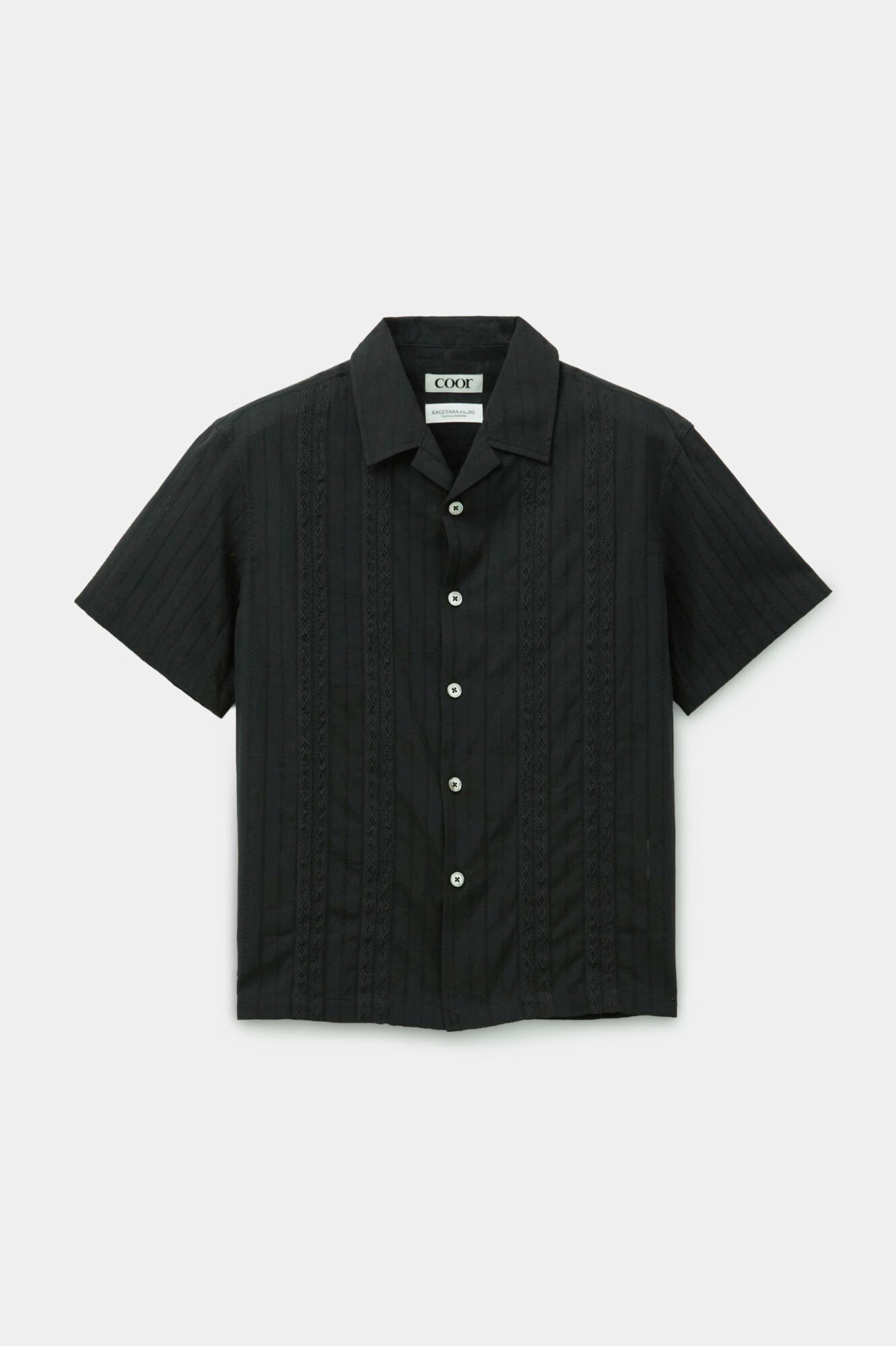 Coor - Guayabera Tape Half Shirt (Black) product image 1 | TRAB K-Fashion Australia