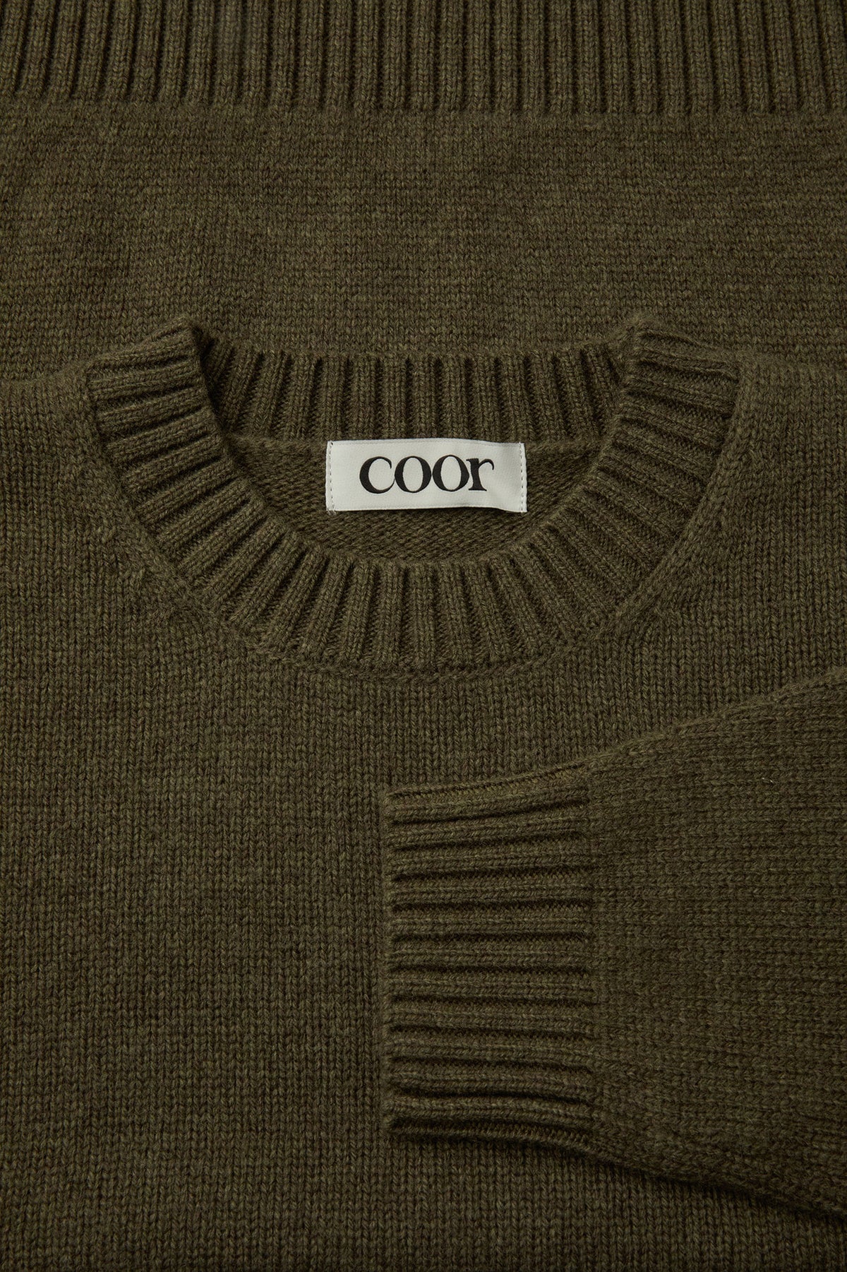 Coor - Wool Cropped Crewneck Sweater (Khaki) product image 5 | TRAB K-Fashion Australia