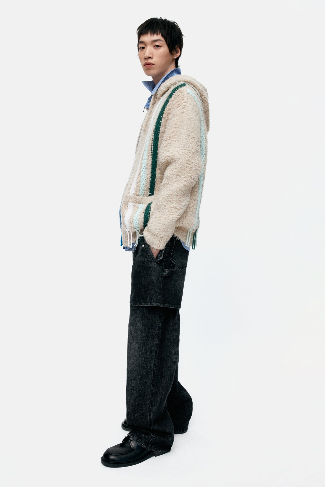 Andersson Bell - Unisex Raptor Layered Wide-Leg Jeans (Washed Black) product image 9 | TRAB K-Fashion Australia