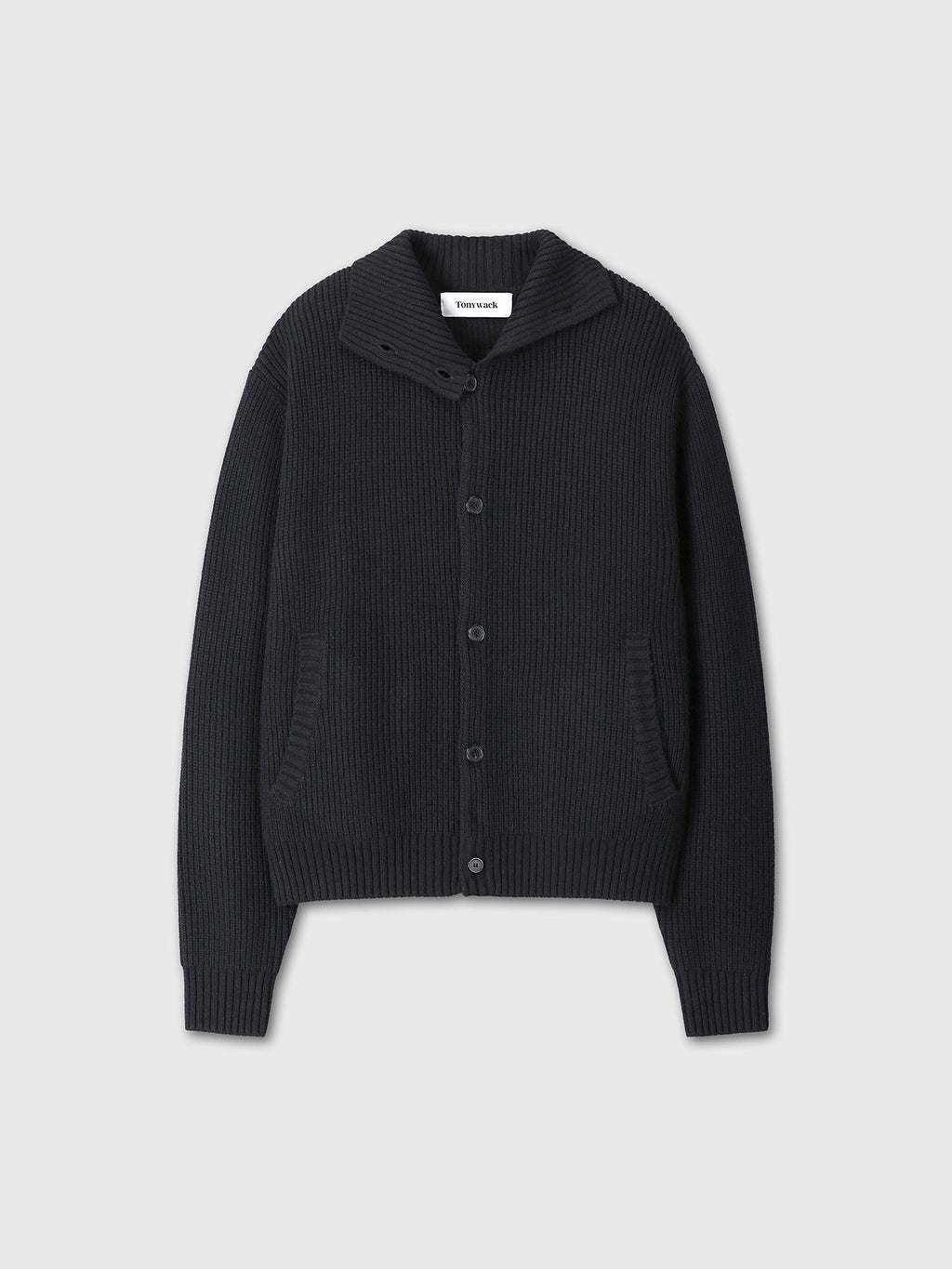Tonywack - High Neck Merino Wool Button-Up Knitted Blouson (Black) product image 7 | TRAB K-Fashion Australia