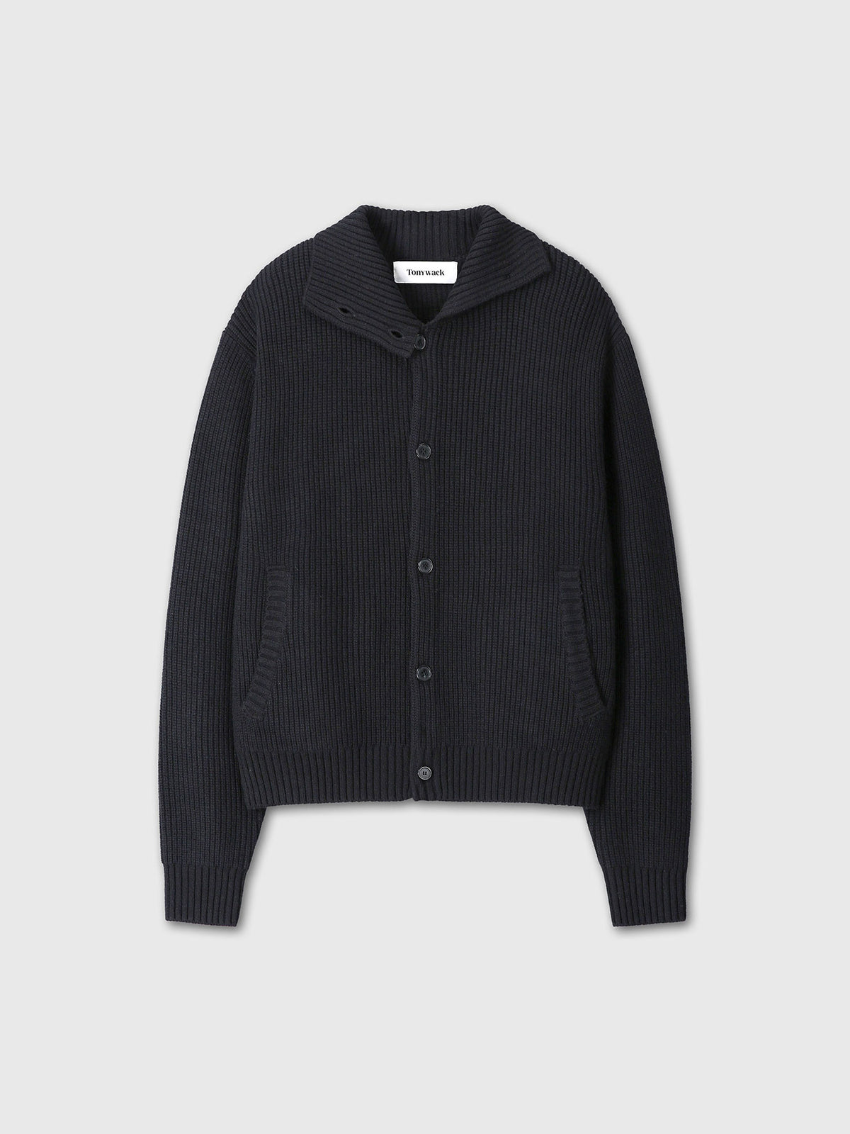 Tonywack - High Neck Merino Wool Button-Up Knitted Blouson (Black) product image 7 | TRAB K-Fashion Australia