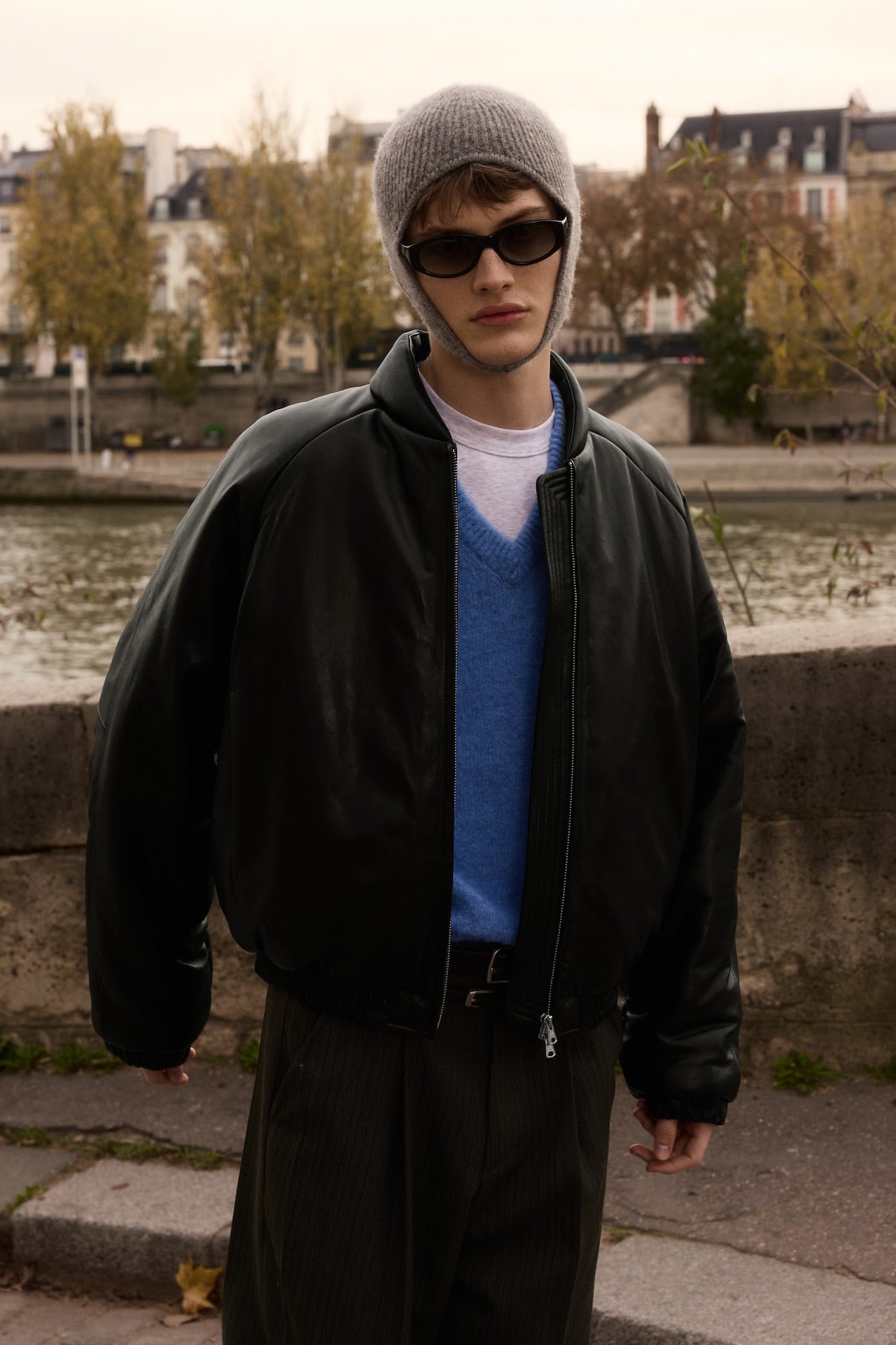 STU - Padded Lambskin Bomber In (Black) product image 3 | TRAB K-Fashion Australia