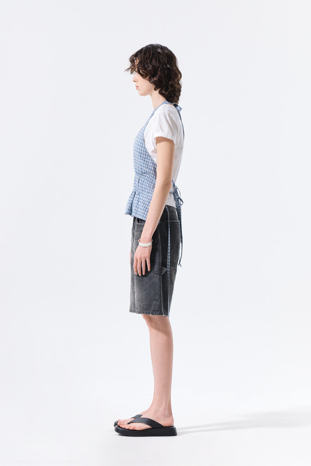 Matin Kim - Carpenter Bermuda Denim Pants (Charcoal) product image 7 | TRAB K-Fashion Australia
