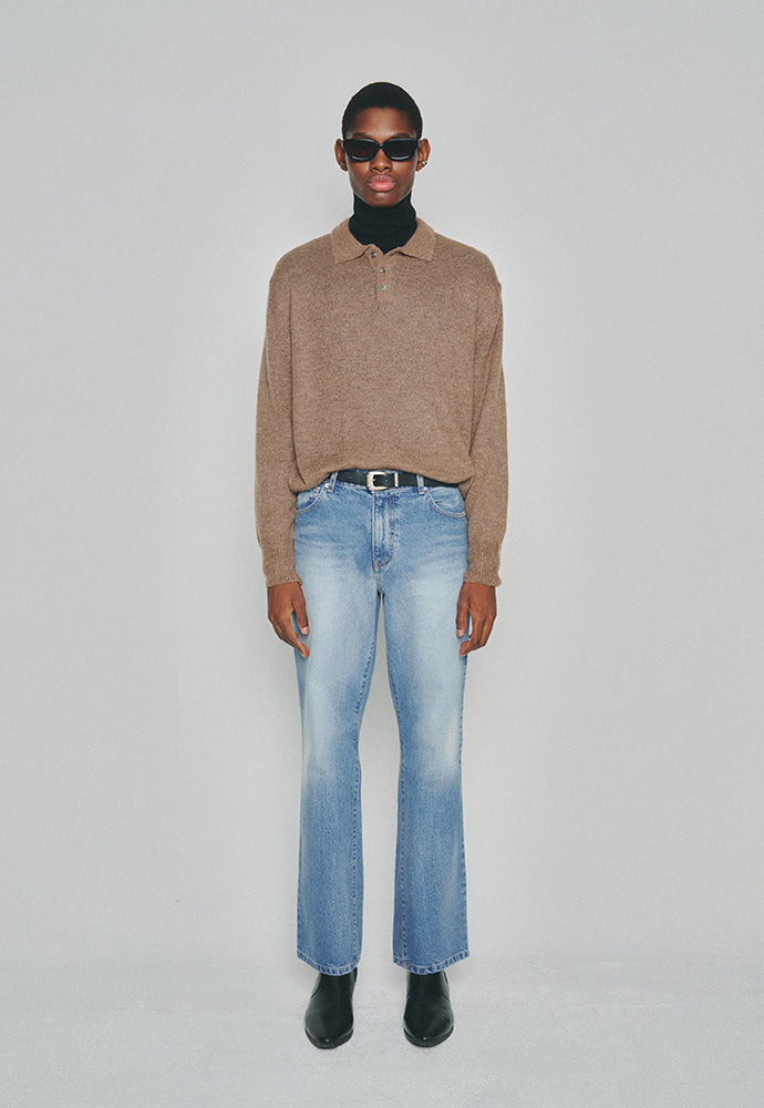 Tonywack - Italian Fabric Brushed Mohair Polo Knit (Mocha Brown) product image 1 | TRAB K-Fashion Australia