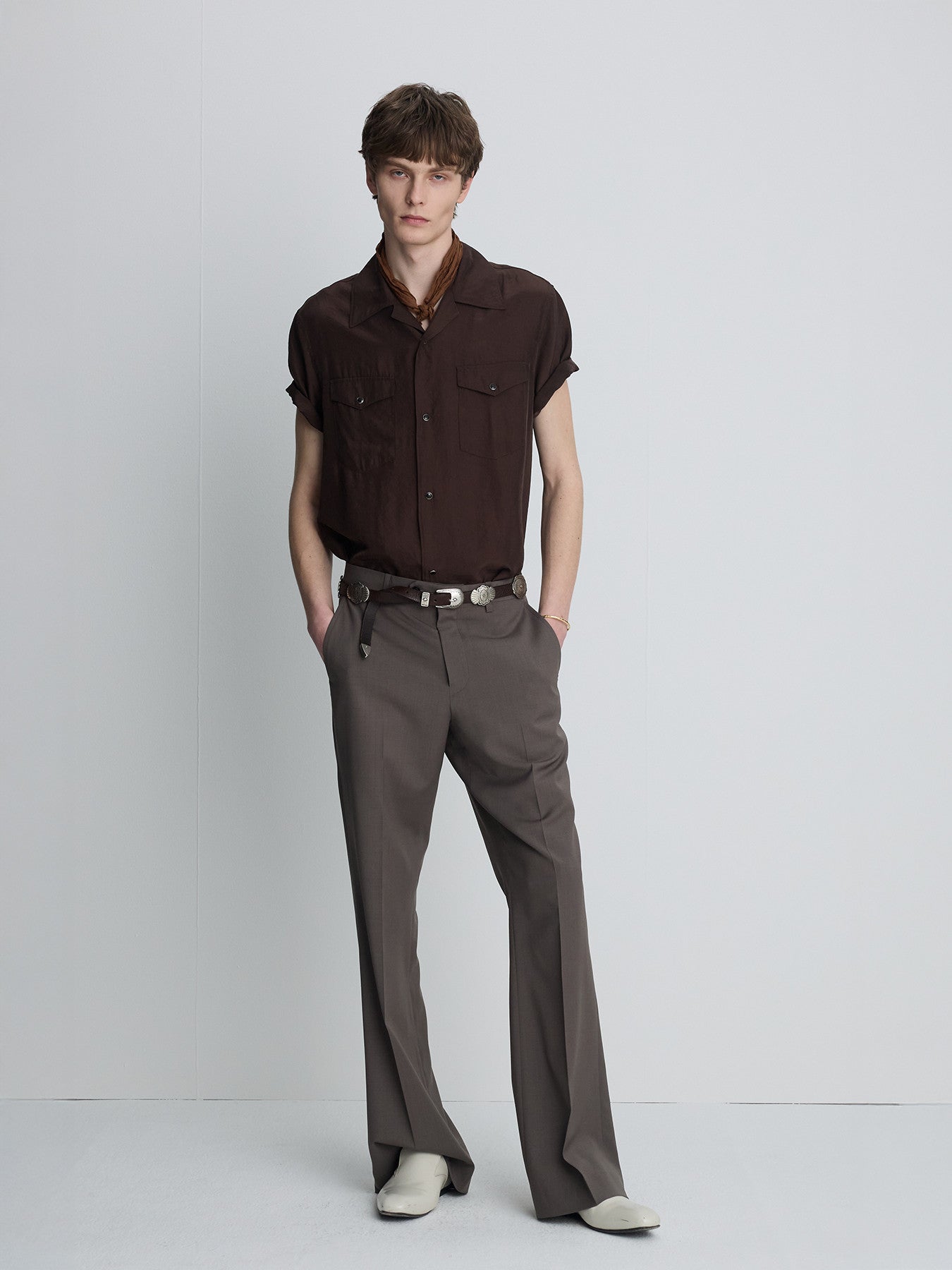 Tonywack - Washed Rayon Pearl Snap Shirt (Brown) product image 2 | TRAB K-Fashion Australia