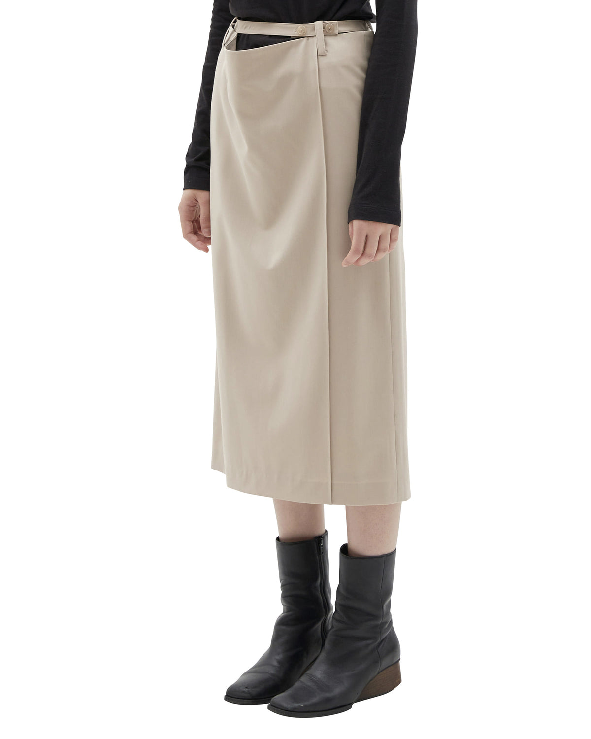 Brownyard - Wool Blend Belt Skirt (Beige) product image 3 | TRAB K-Fashion Australia