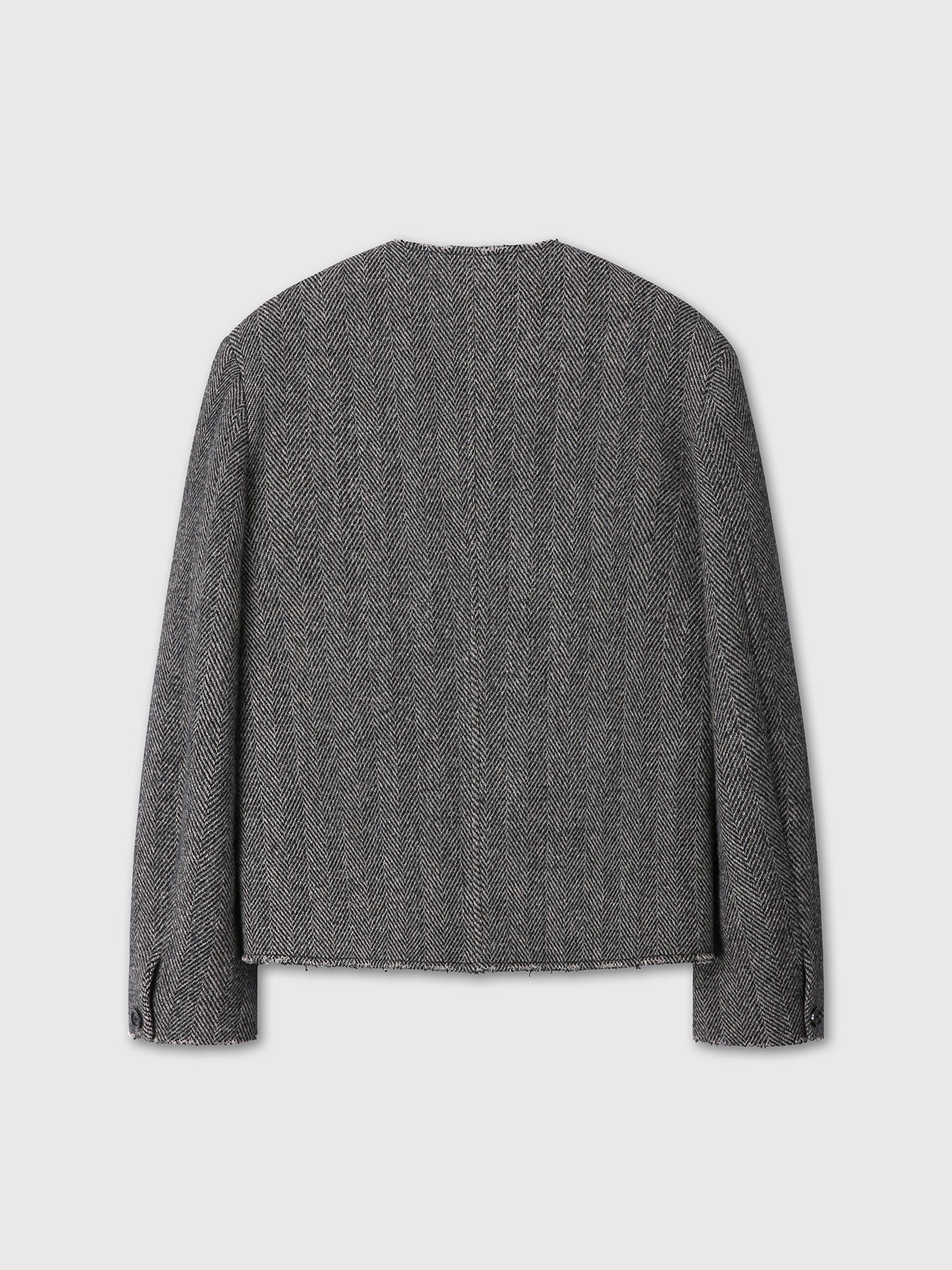 Tonywack - Herringbone Wool Cut-Off Blouson (Black/Grey) product image 10 | TRAB K-Fashion Australia