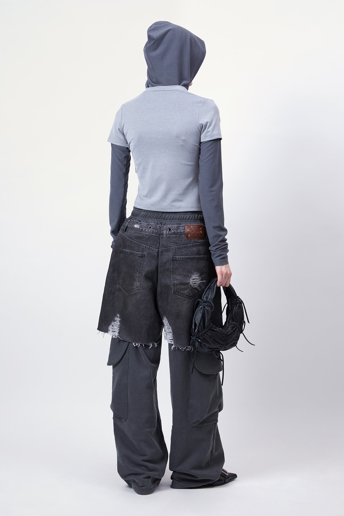 Andersson Bell - Gathered Hoodie Jersey Top (Grey) product image 2 | TRAB K-Fashion Australia