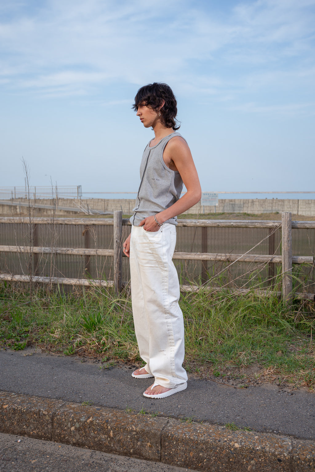 Matin Kim - Embo Washed Denim Pants (Ivory) product image 9 | TRAB K-Fashion Australia