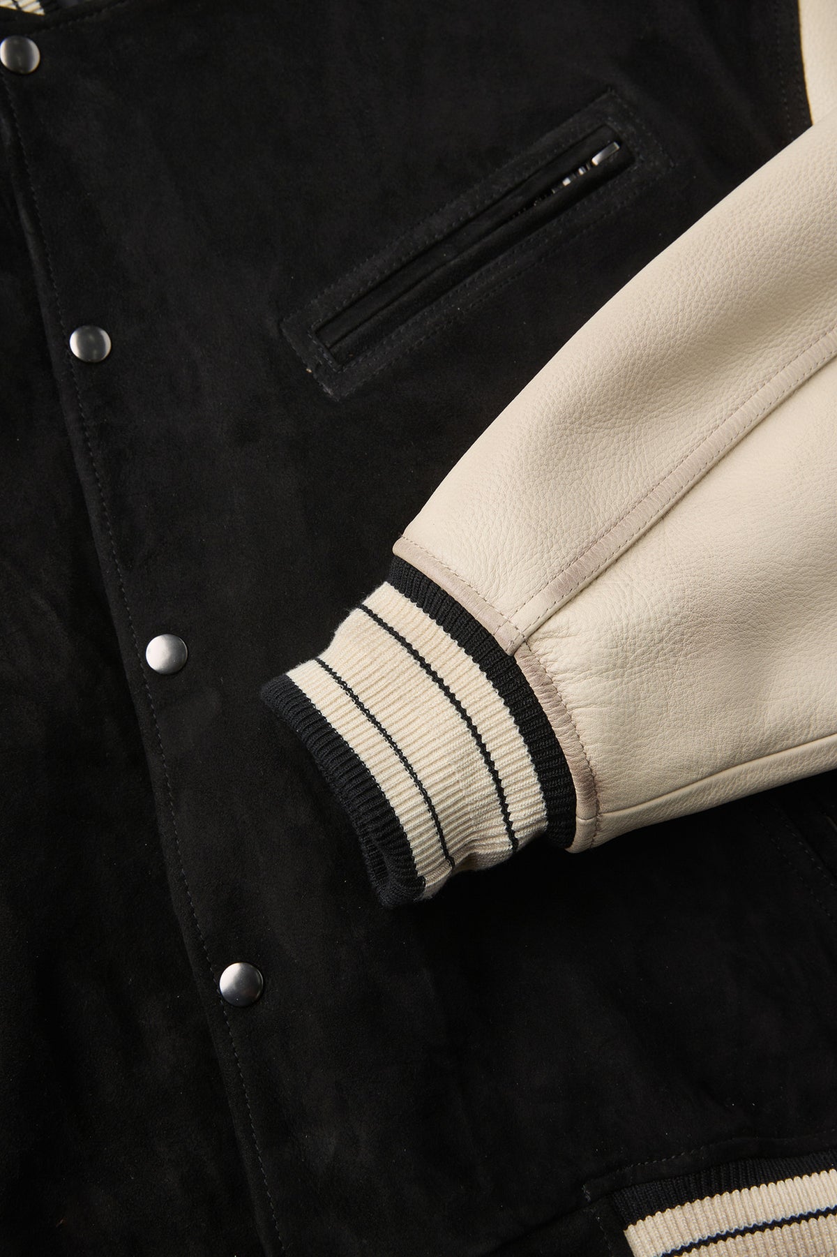 Coor - Mixed Leather Varsity Jumper (Black) product image 6 | TRAB K-Fashion Australia