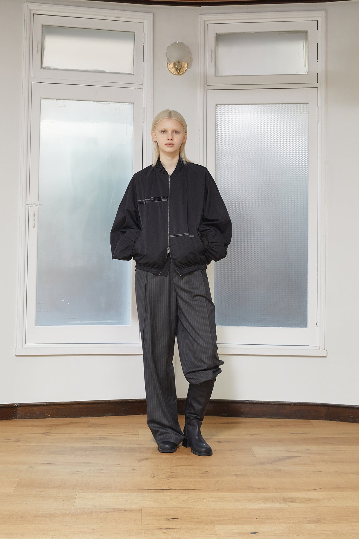 Matin Kim - Washed Volume Bomber Jumper (Black) product image 13 | TRAB K-Fashion Australia