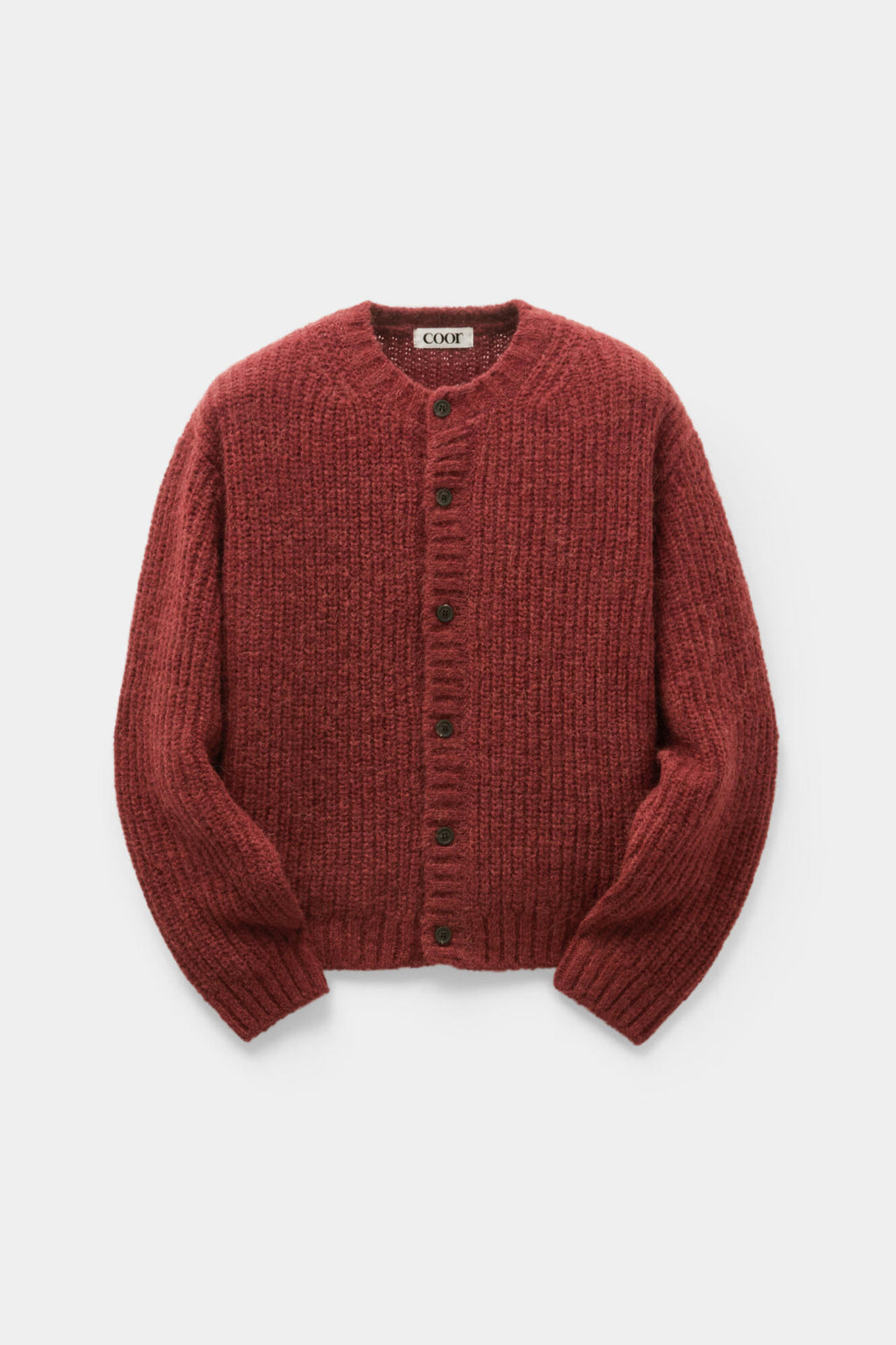 Coor - Hairy Button Up Round Cropped Cardigan (Burgundy) product image 1 | TRAB K-Fashion Australia