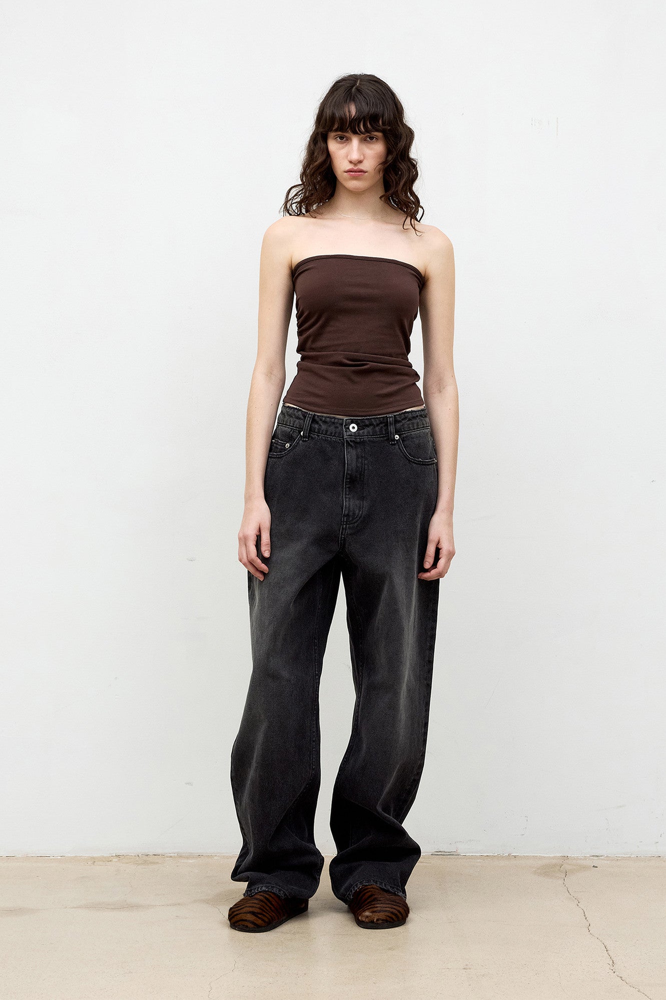 Coor - Back Strap Shirring Tube Top (Dark Brown) product image 2 | TRAB K-Fashion Australia