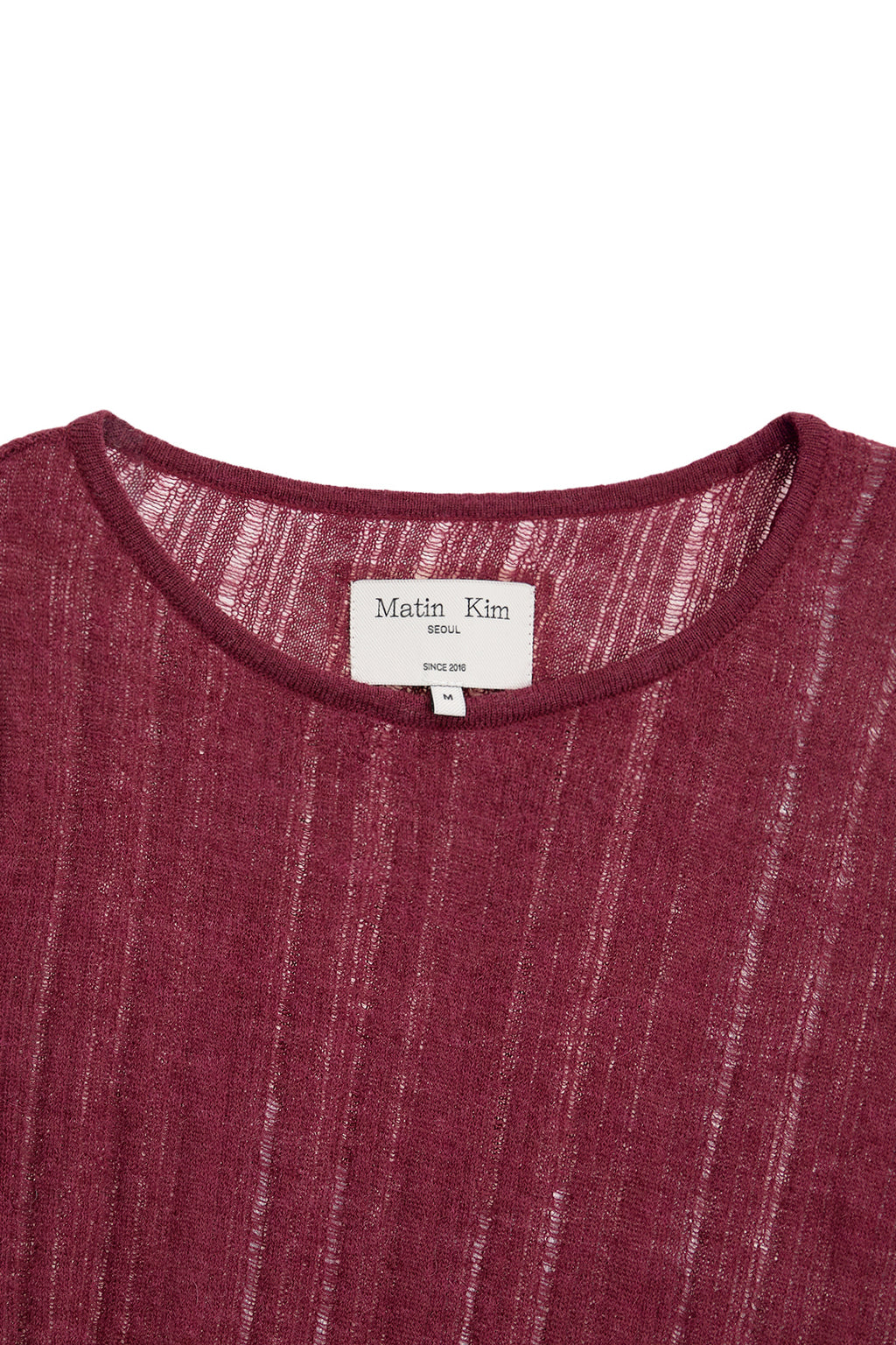 Matin Kim - Diagonal Texture Knit Top (Burgundy) product image 3 | TRAB K-Fashion Australia