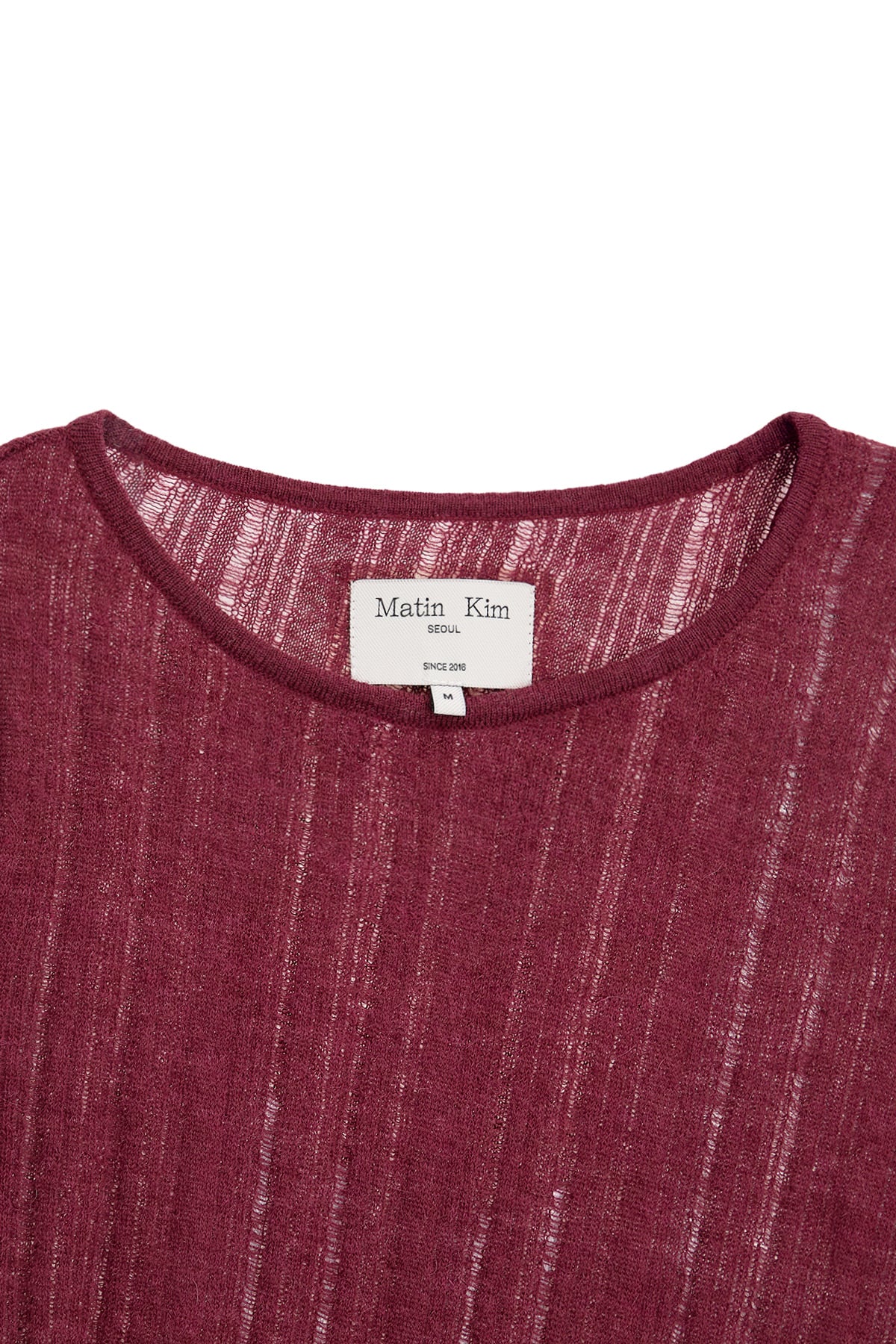 Matin Kim - Diagonal Texture Knit Top (Burgundy) product image 3 | TRAB K-Fashion Australia
