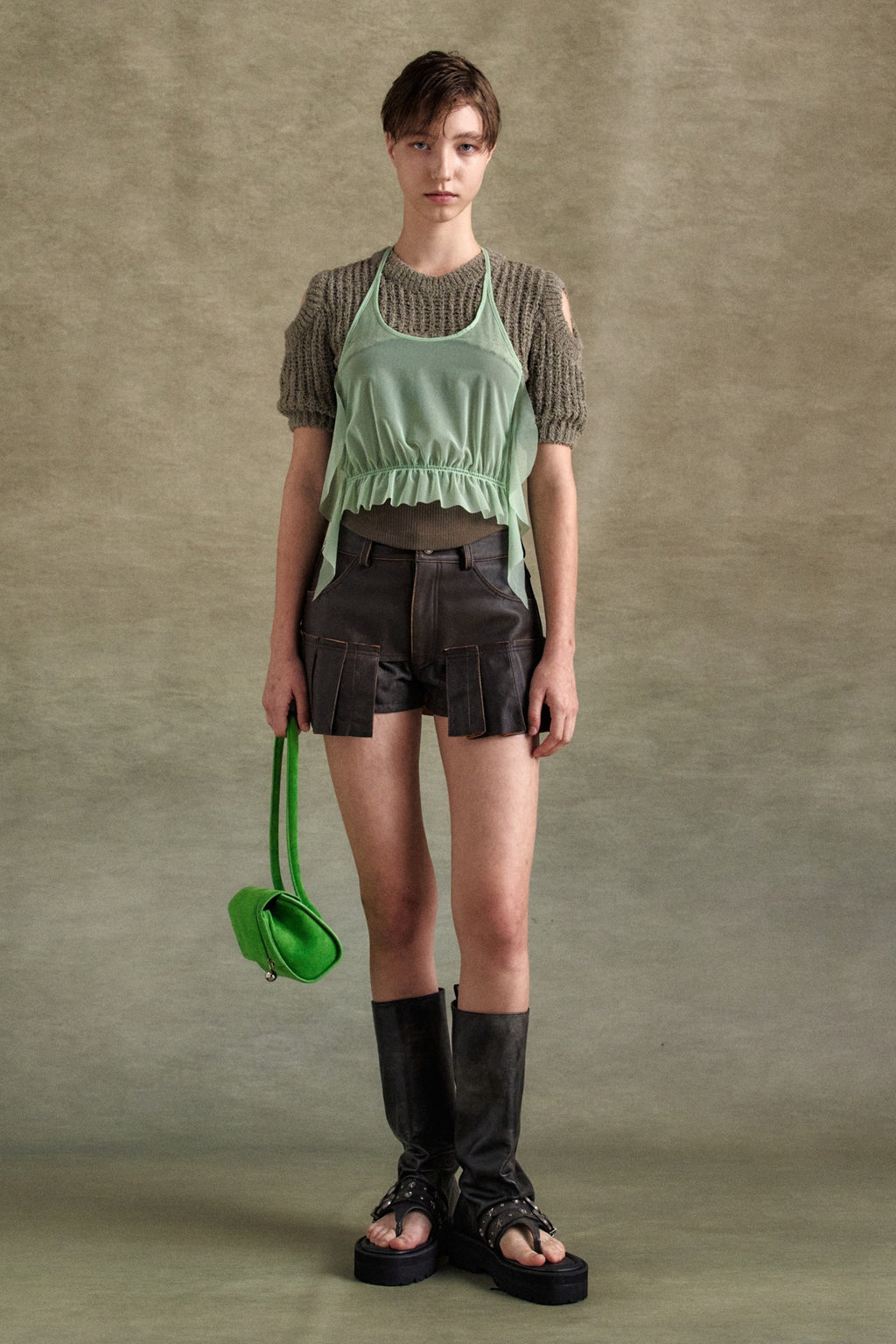 Andersson Bell - Cut-Out Combination Knit Top (Beige) product image 1 | TRAB K-Fashion Australia