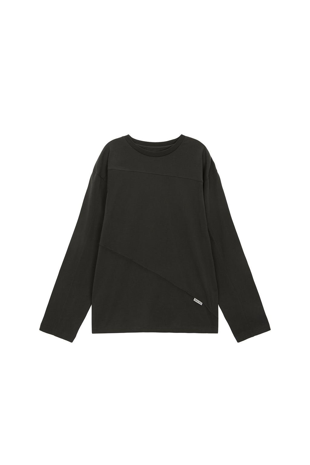 Matin Kim - Diagonal Overfit Long Sleeve Top (Khaki) product image 1 | TRAB K-Fashion Australia