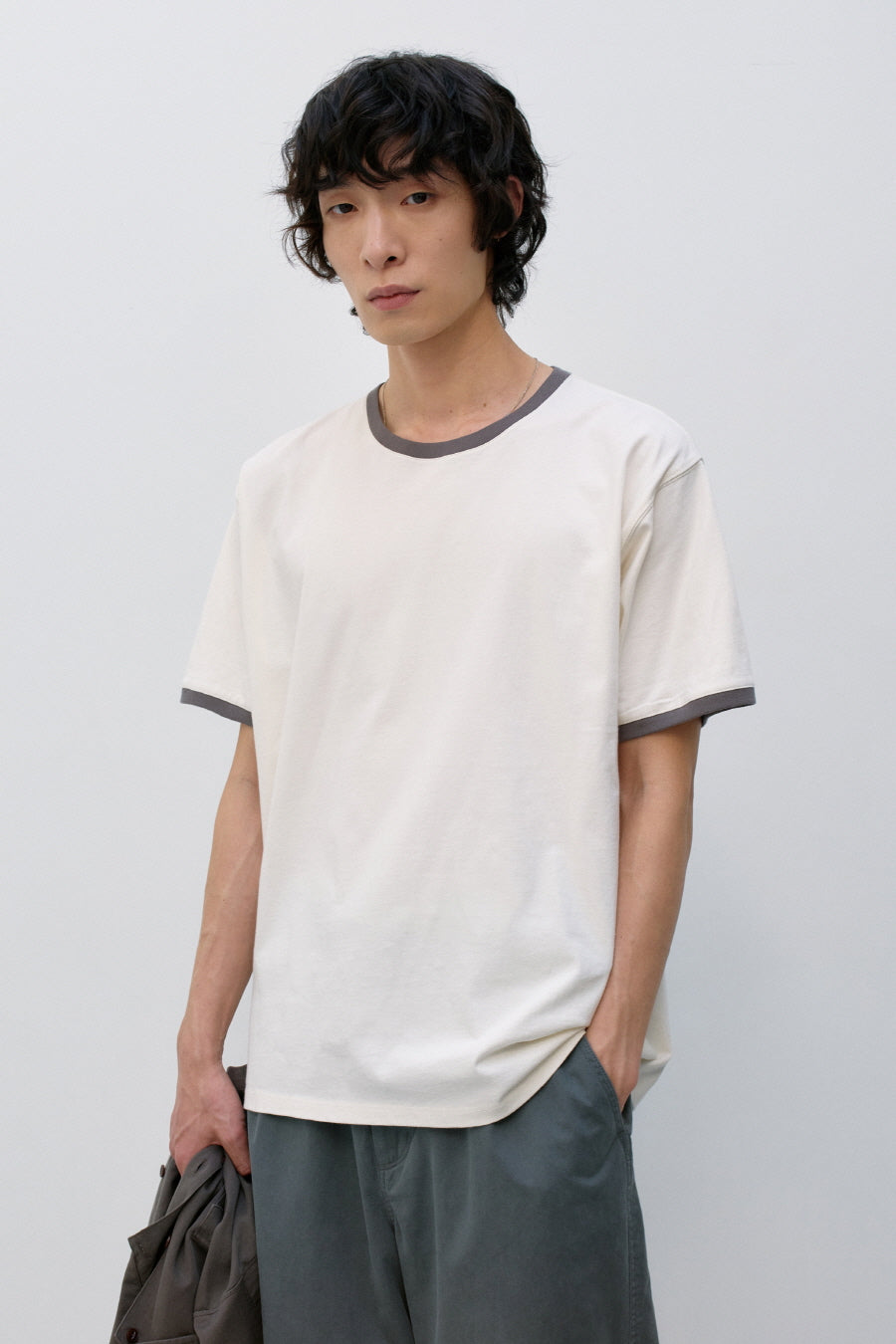 Insilence - Ringer T-shirt (Ivory) product image 2 | TRAB K-Fashion Australia